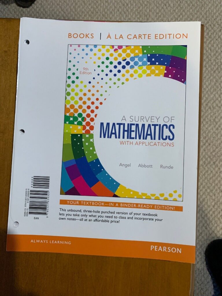 A Survey of Mathematics With Applications 9Th Edition by Allen Angel, Christine Abbot, Dennis Runde
